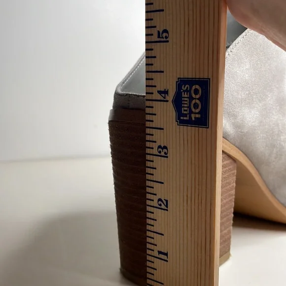 Steve Madden Nollla suede open toe stack heel mules bootie in pewter, size 9.5 - Picture 9 of 10